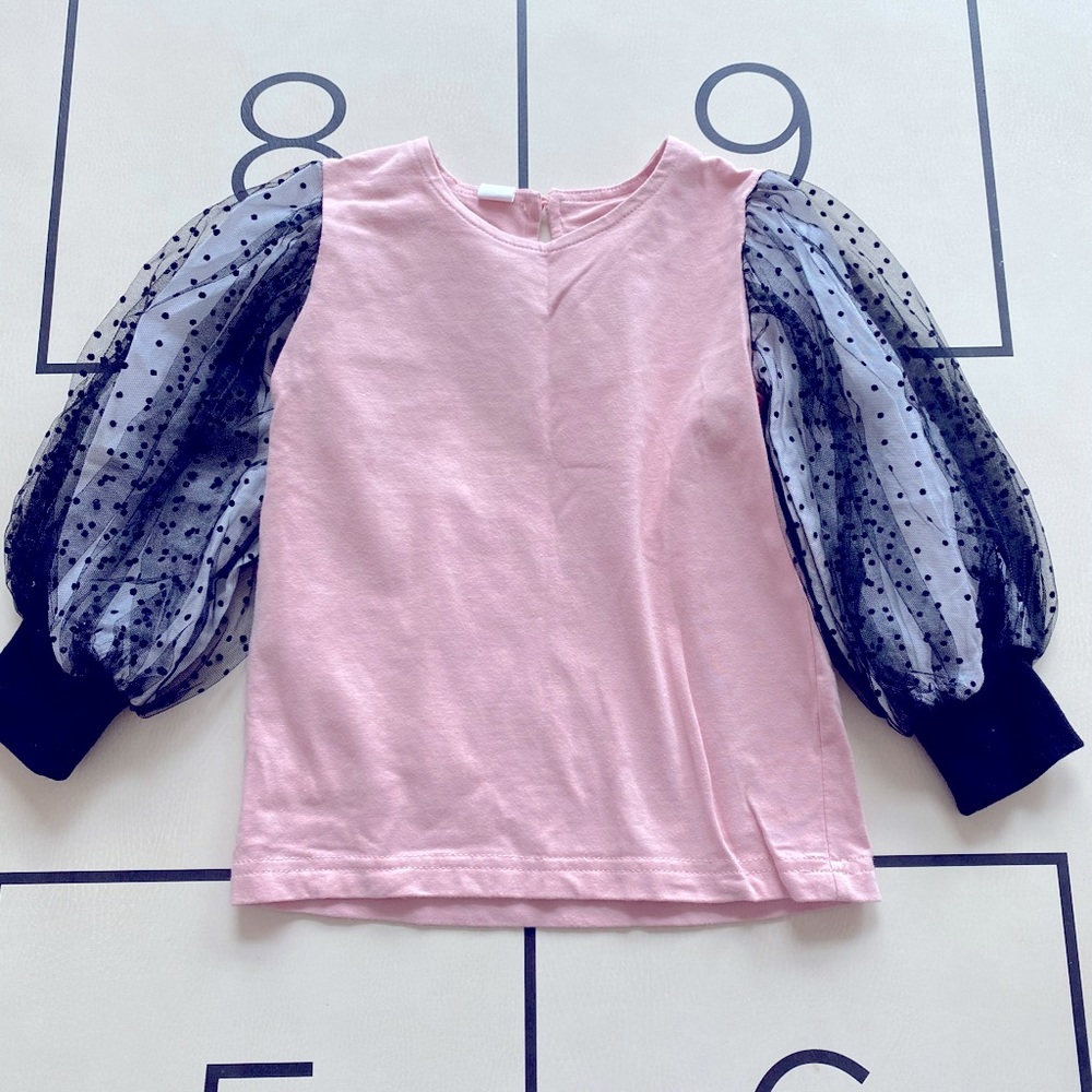 Puff sleeve toddler girl top